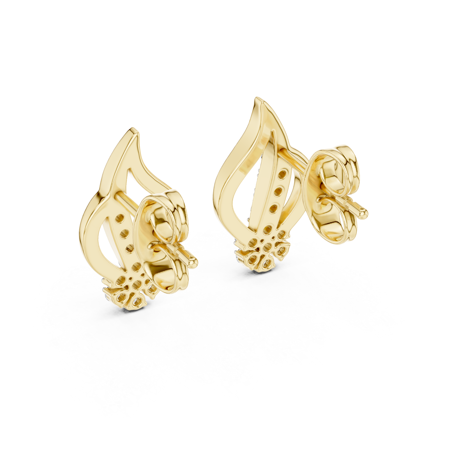  Gold Radiant Curve Petal Studs Side View