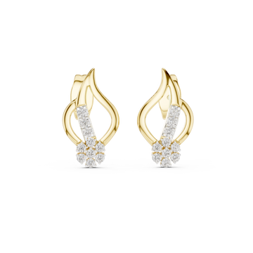  Gold Radiant Curve Petal Studs Front View