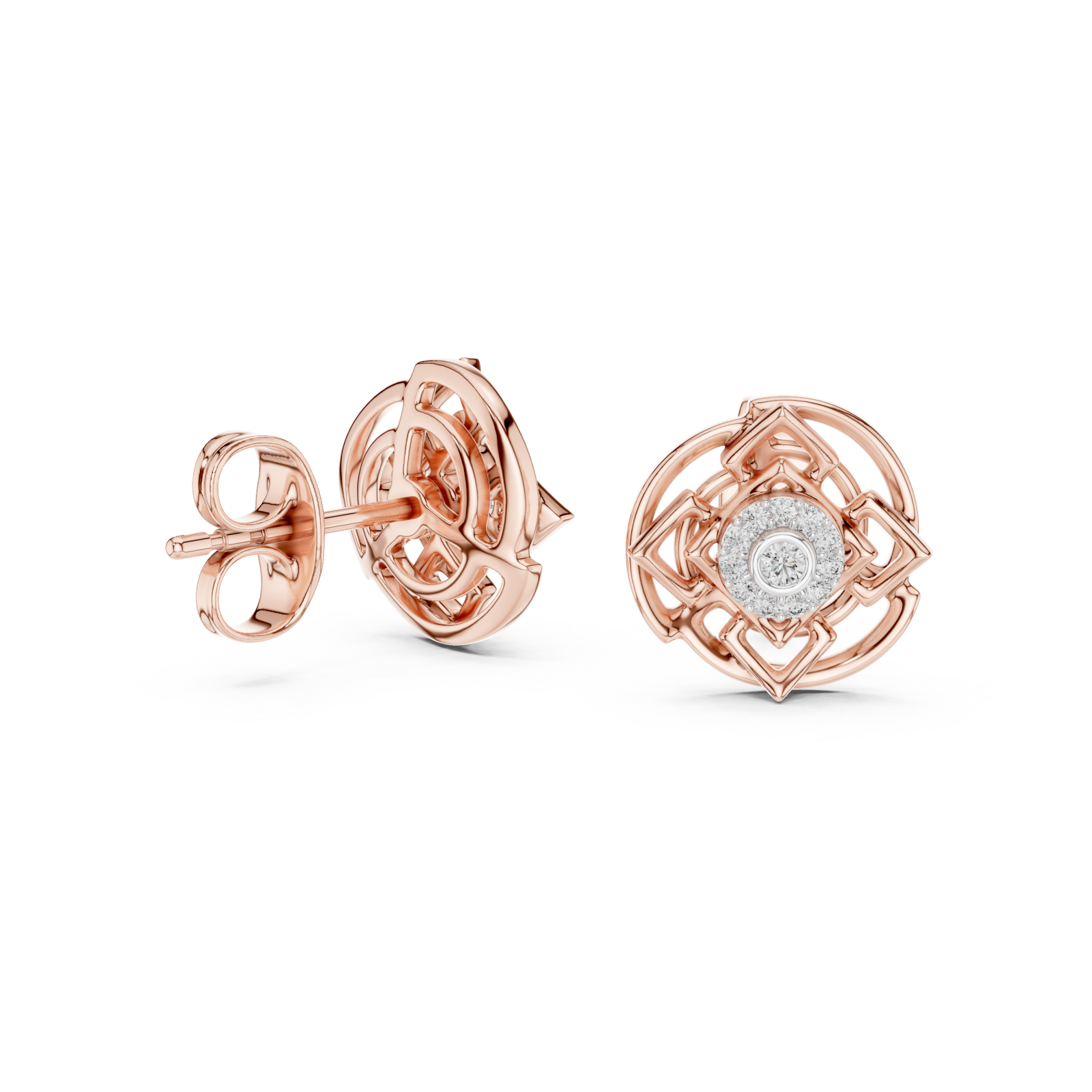  Rose Gold Luminous Aura Petite Stud Earrings Left View
