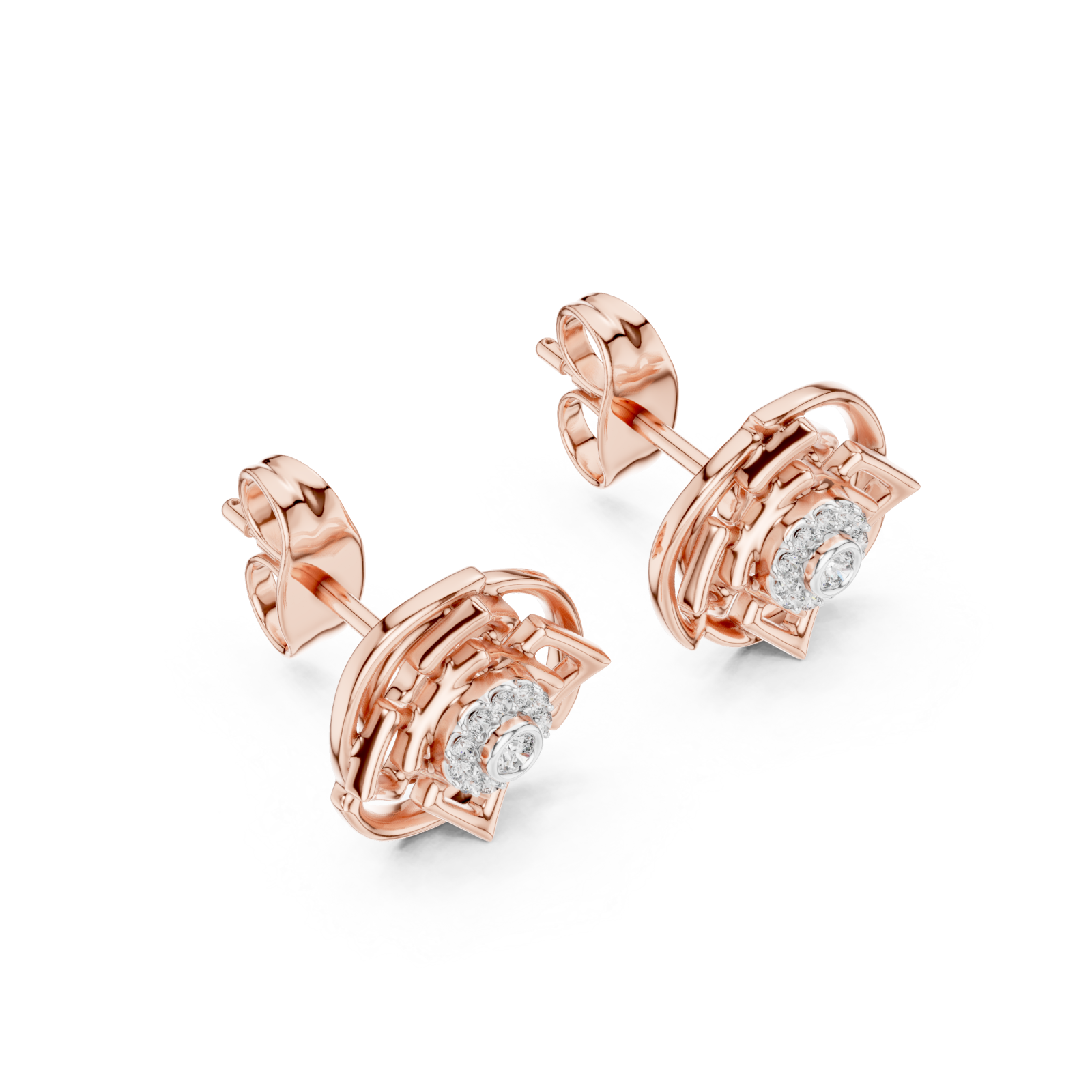  Rose Gold Luminous Aura Petite Stud Earrings Right View