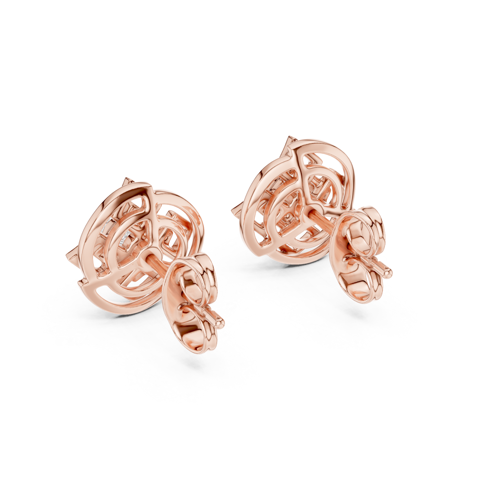  Rose Gold Luminous Aura Petite Stud Earrings Side View