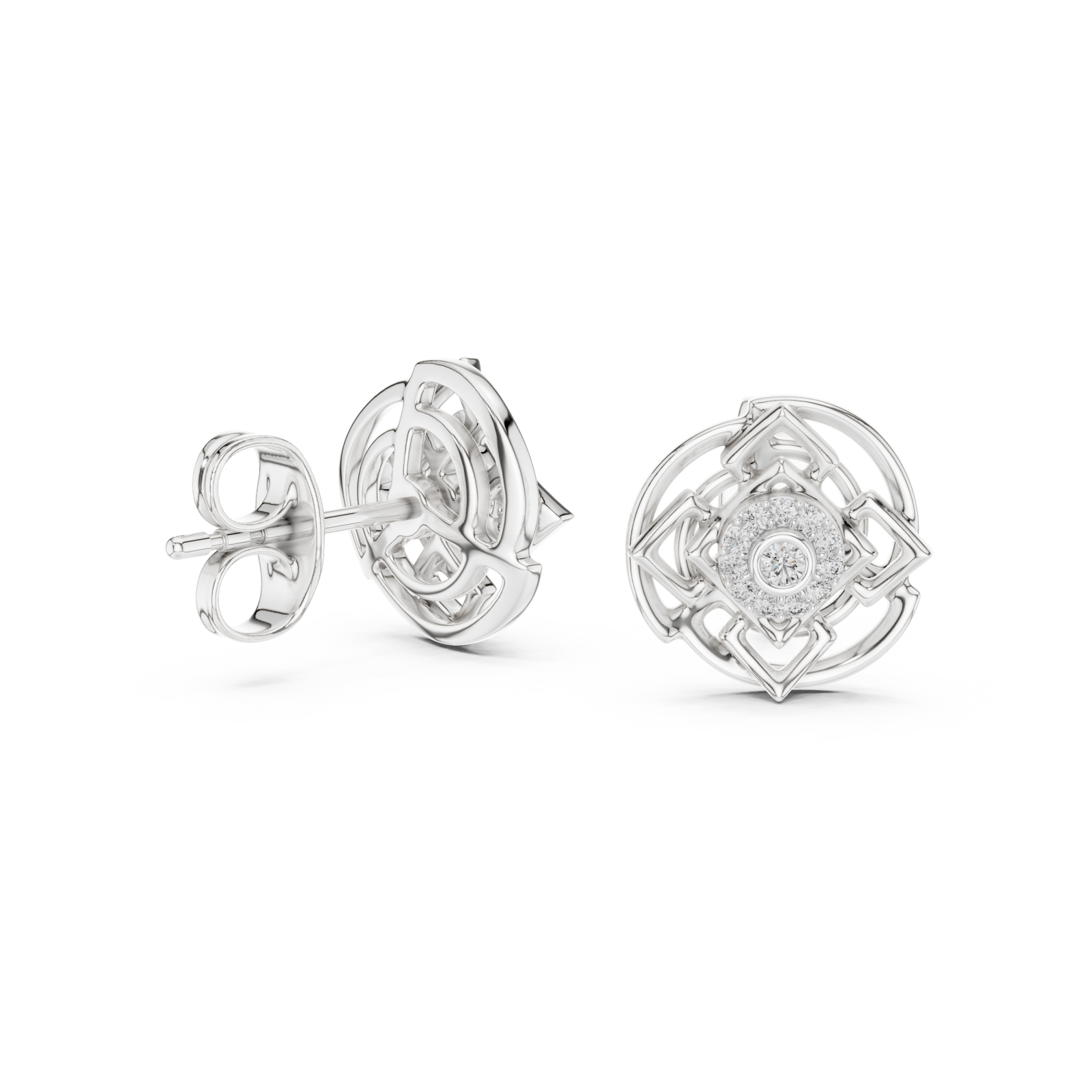  White Gold Luminous Aura Petite Stud Earrings Left View