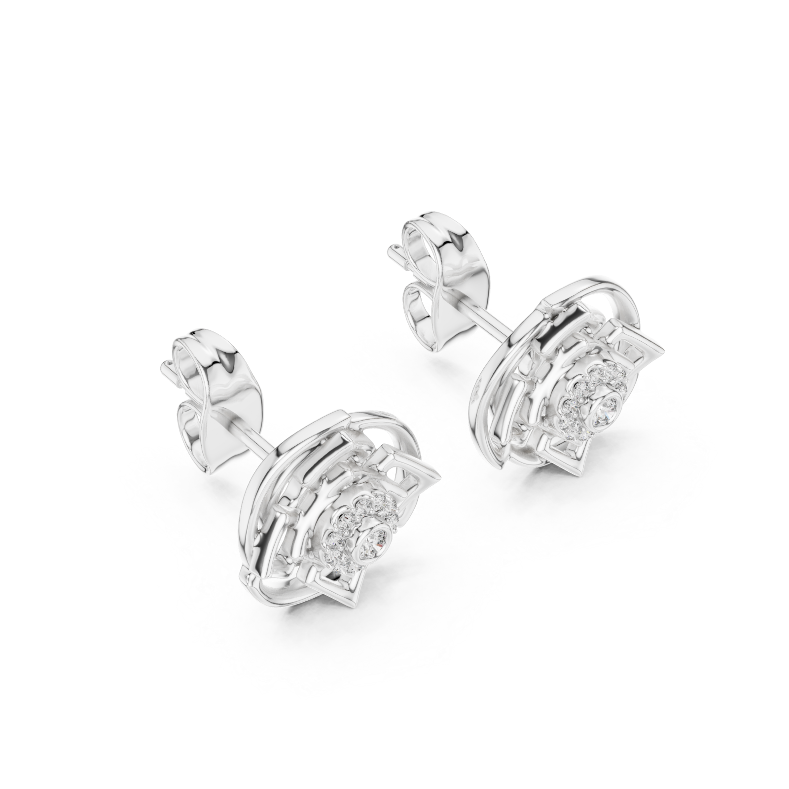 White Gold Luminous Aura Petite Stud Earrings Right View