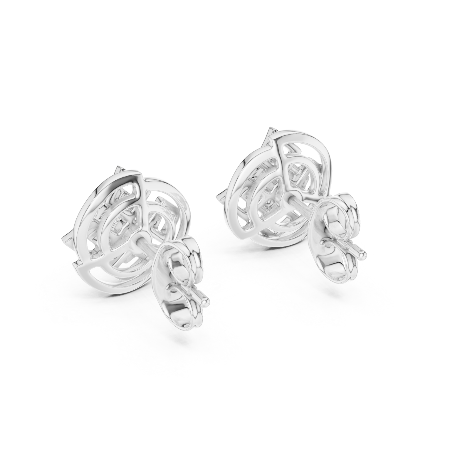  White Gold Luminous Aura Petite Stud Earrings Side View