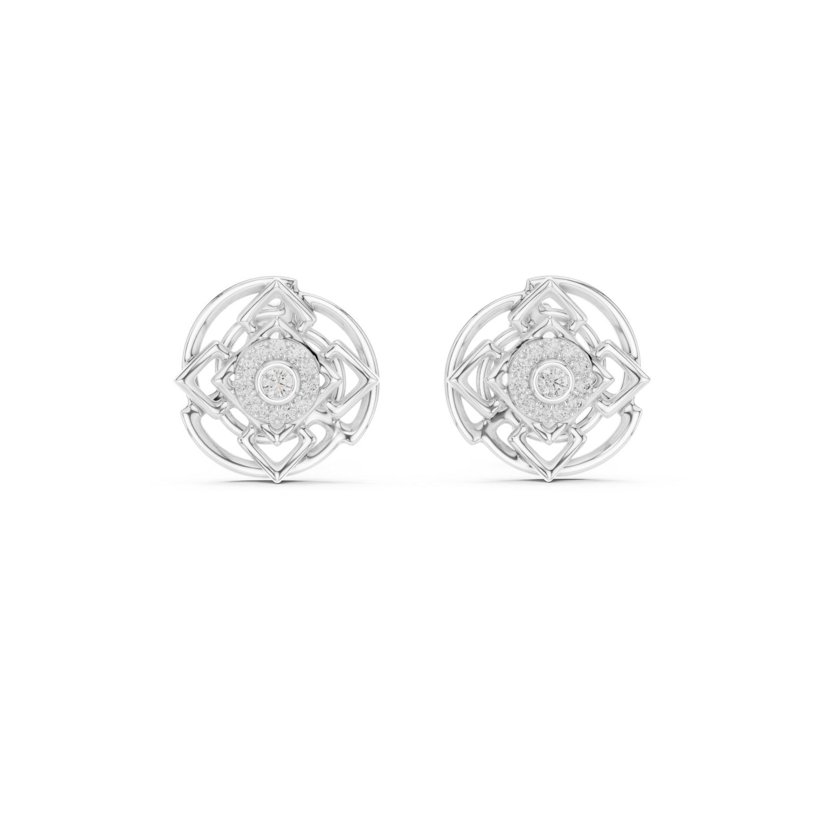  White Gold Luminous Aura Petite Stud Earrings Front View