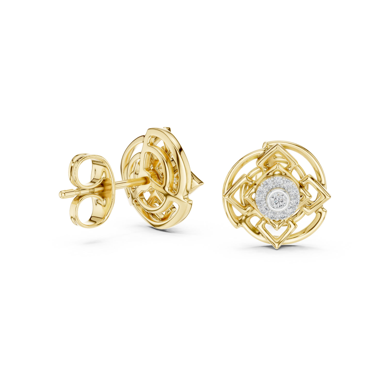  Gold Luminous Aura Petite Stud Earrings Left View