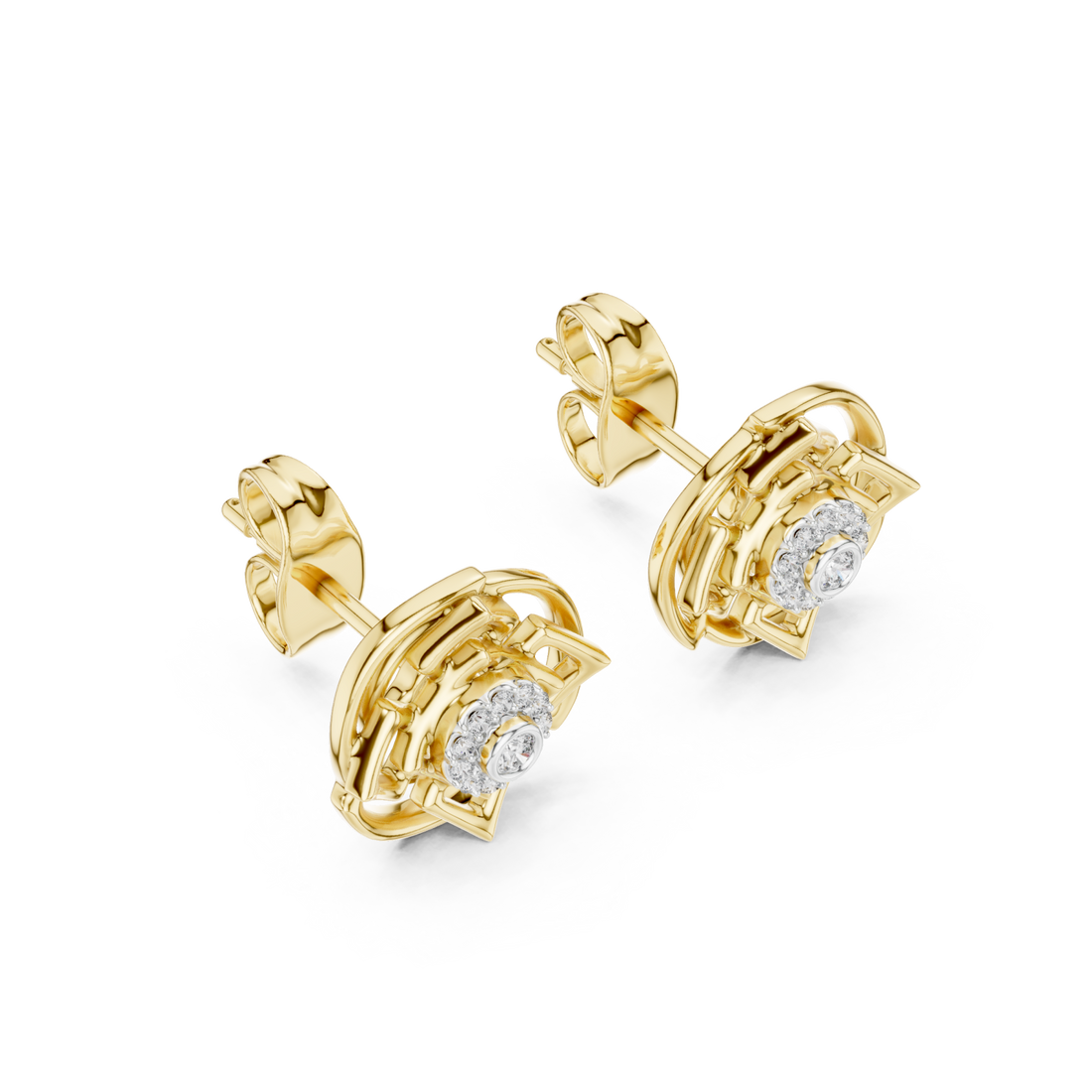  Gold Luminous Aura Petite Stud Earrings Front View
