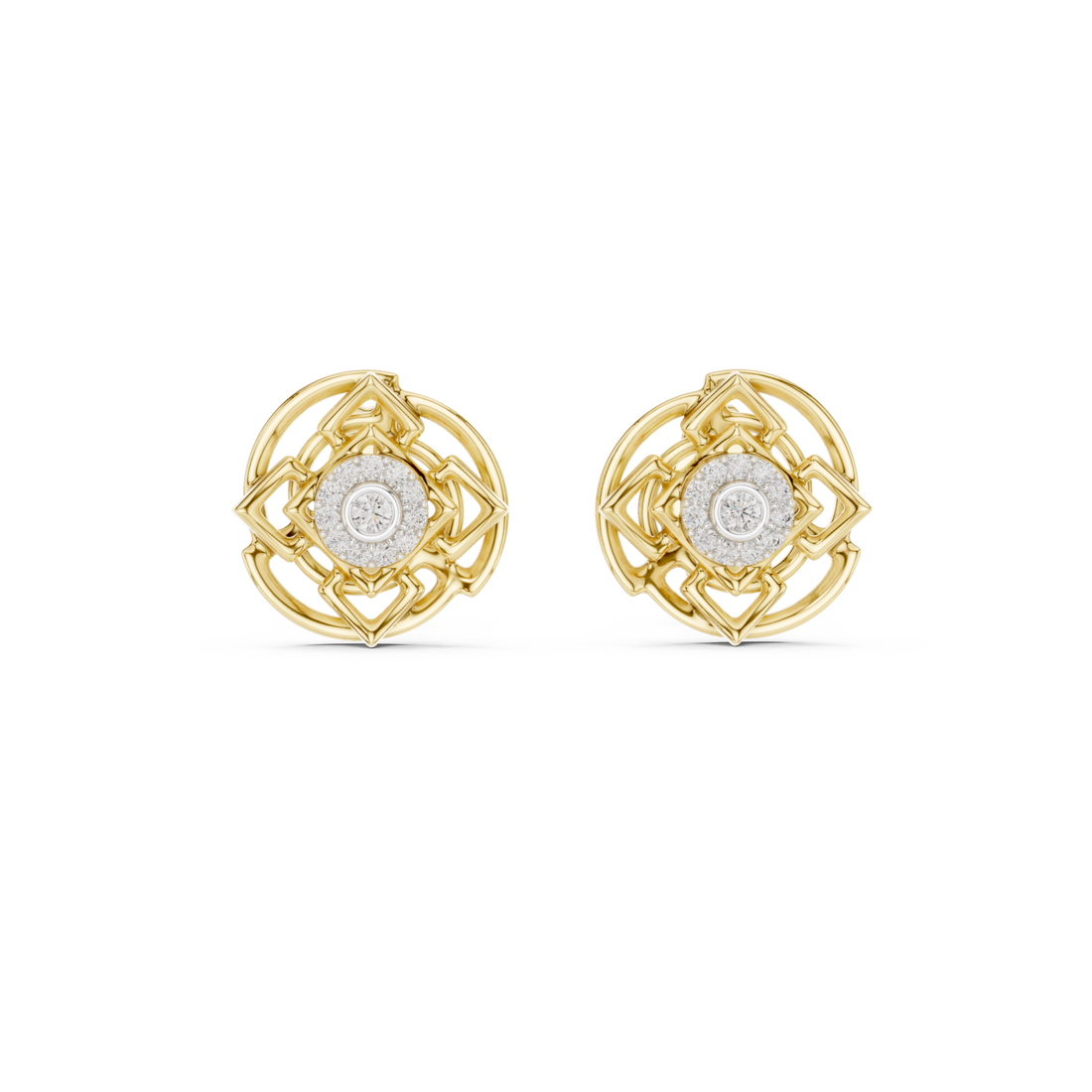  Gold Luminous Aura Petite Stud Earrings Front View