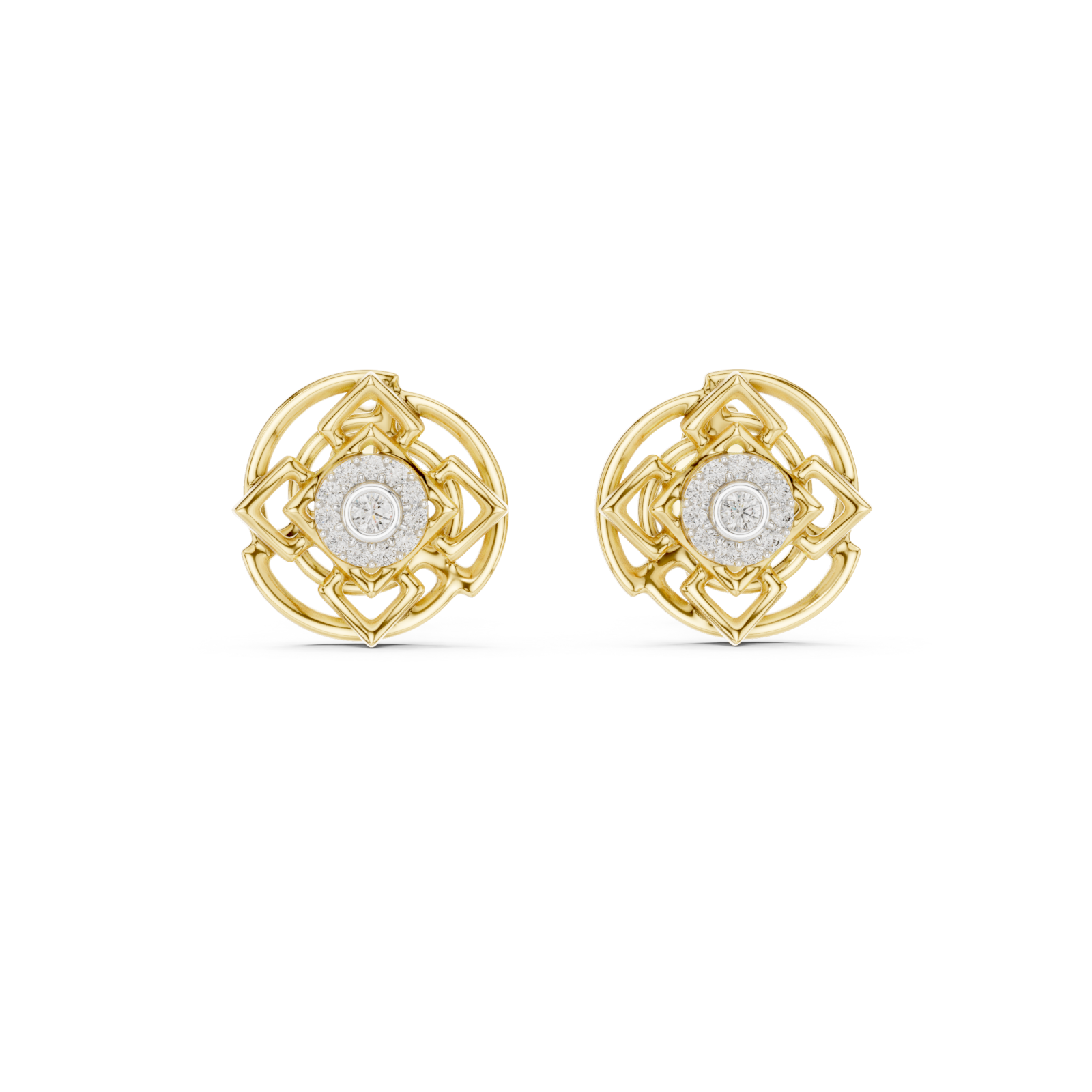  Gold Luminous Aura Petite Stud Earrings Front View
