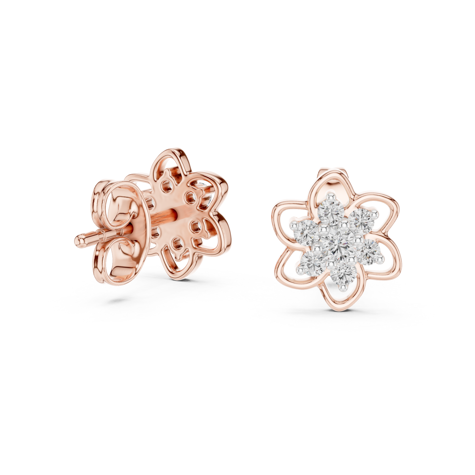  Rose Gold Radiant Morning Floral Earrings Left View