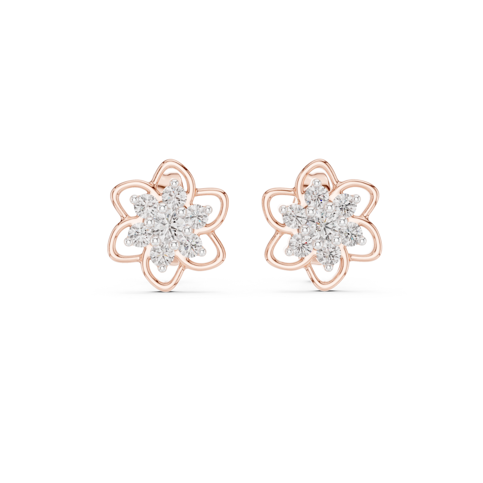  Rose Gold Radiant Morning Floral Earrings Front View