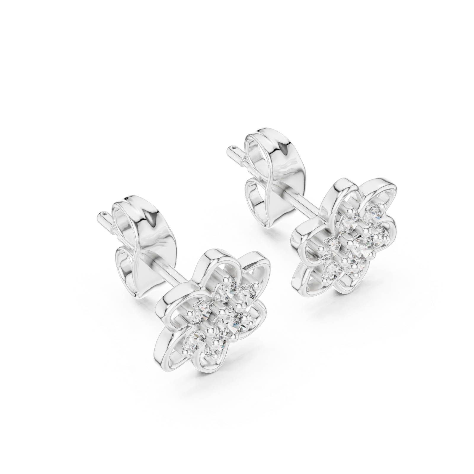  White Gold Radiant Morning Floral Earrings Right View