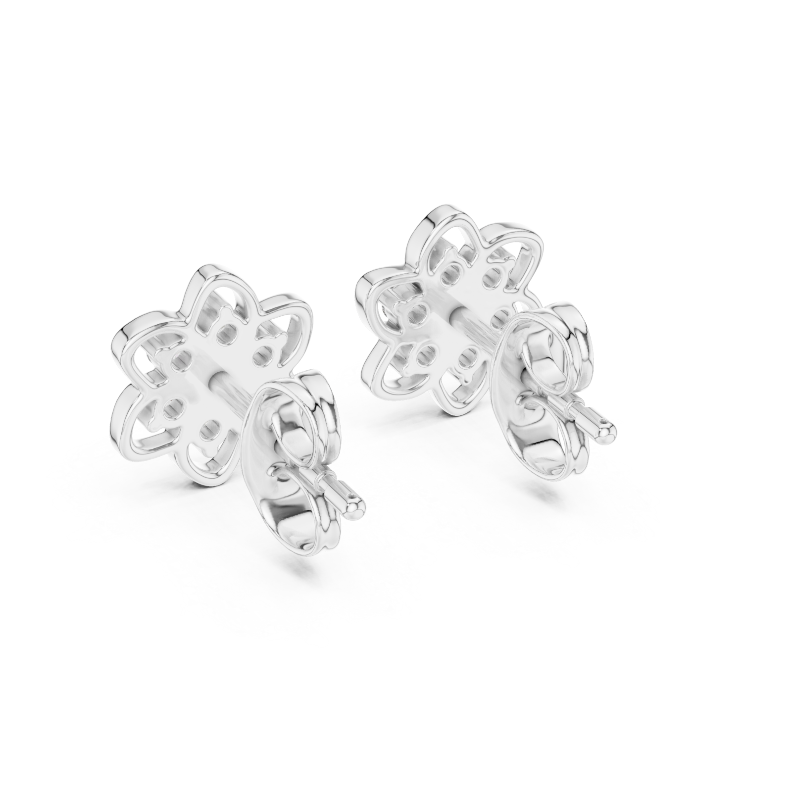  White Gold Radiant Morning Floral Earrings Side View