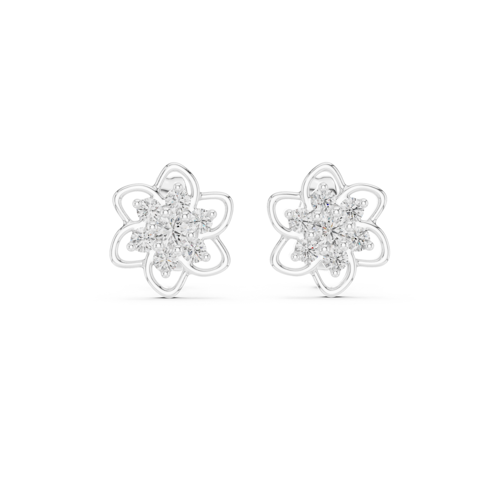  White Gold Radiant Morning Floral Earrings Front View