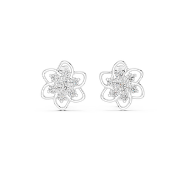  White Gold Radiant Morning Floral Earrings Front View