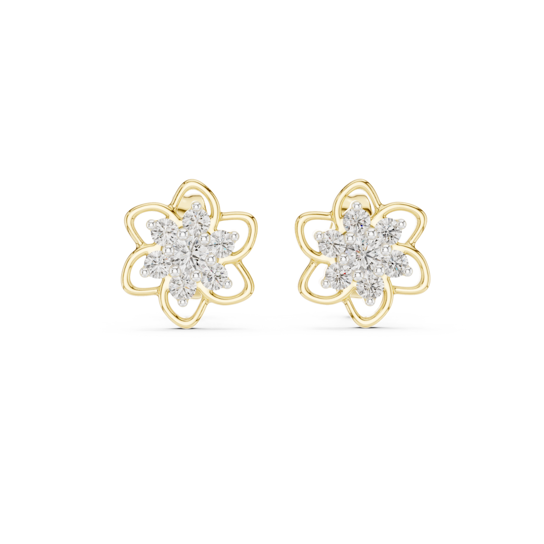  Gold Radiant Morning Floral Earrings Front View