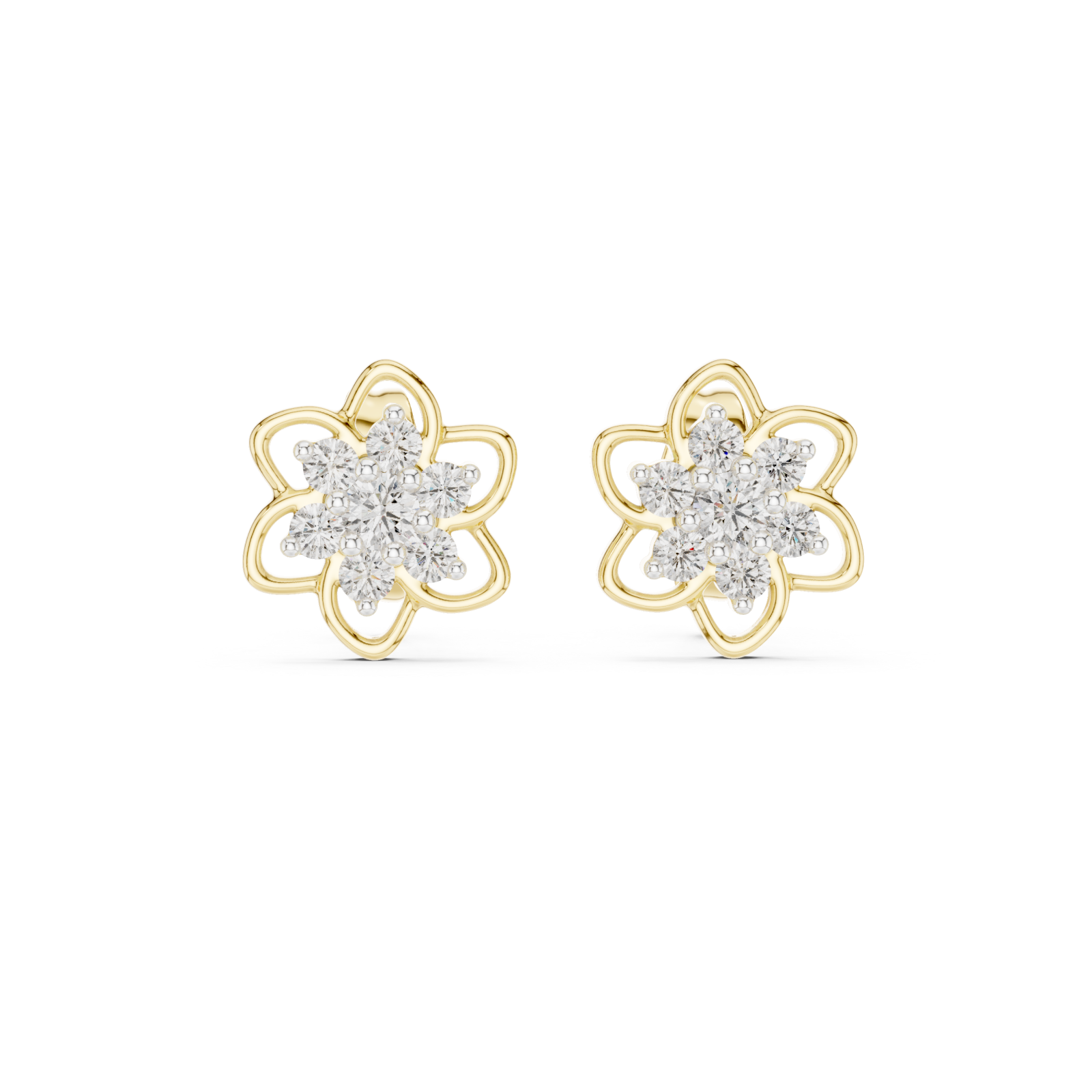  Gold Radiant Morning Floral Earrings Front View