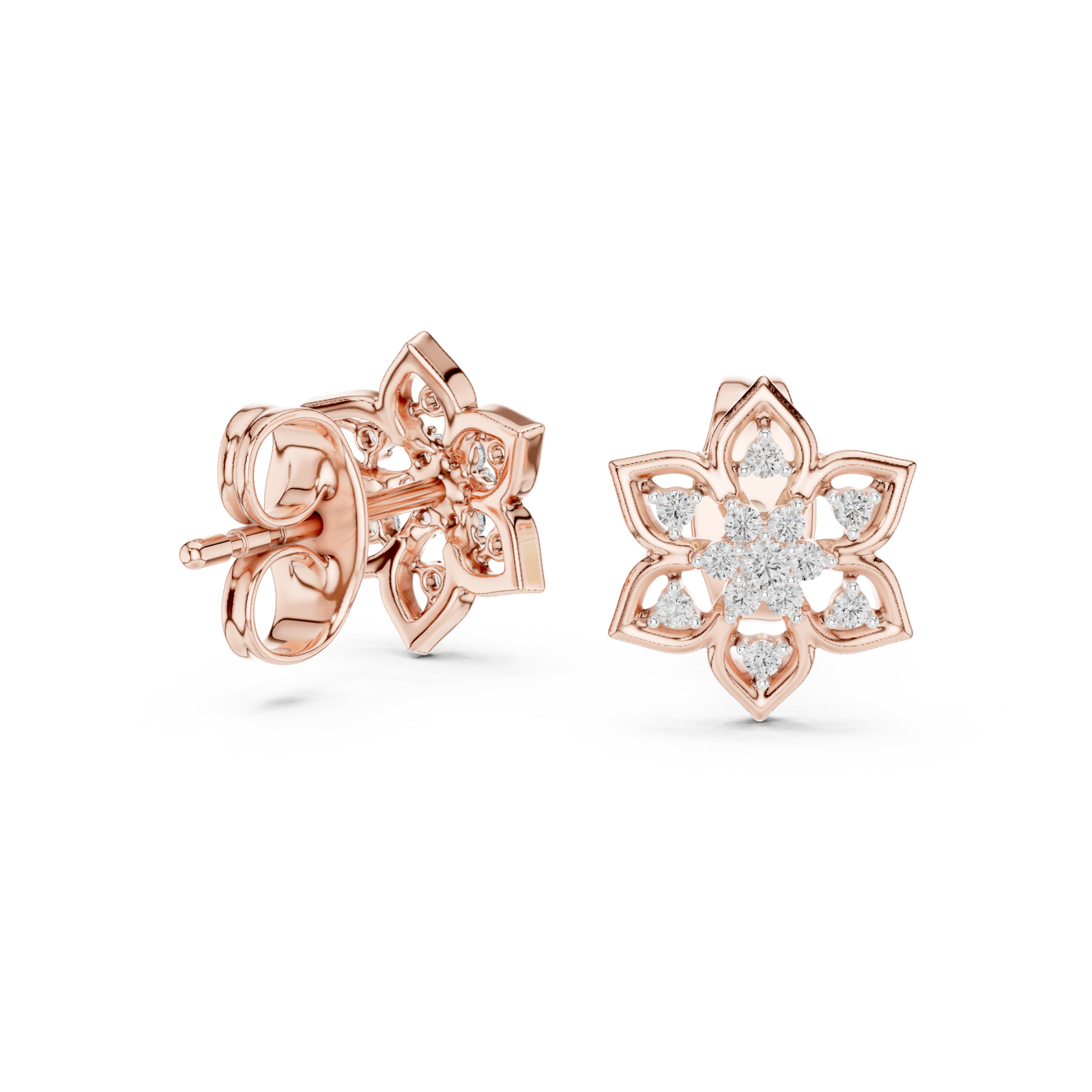 Rose Gold Petal Kiss Miniature Earrings Left View