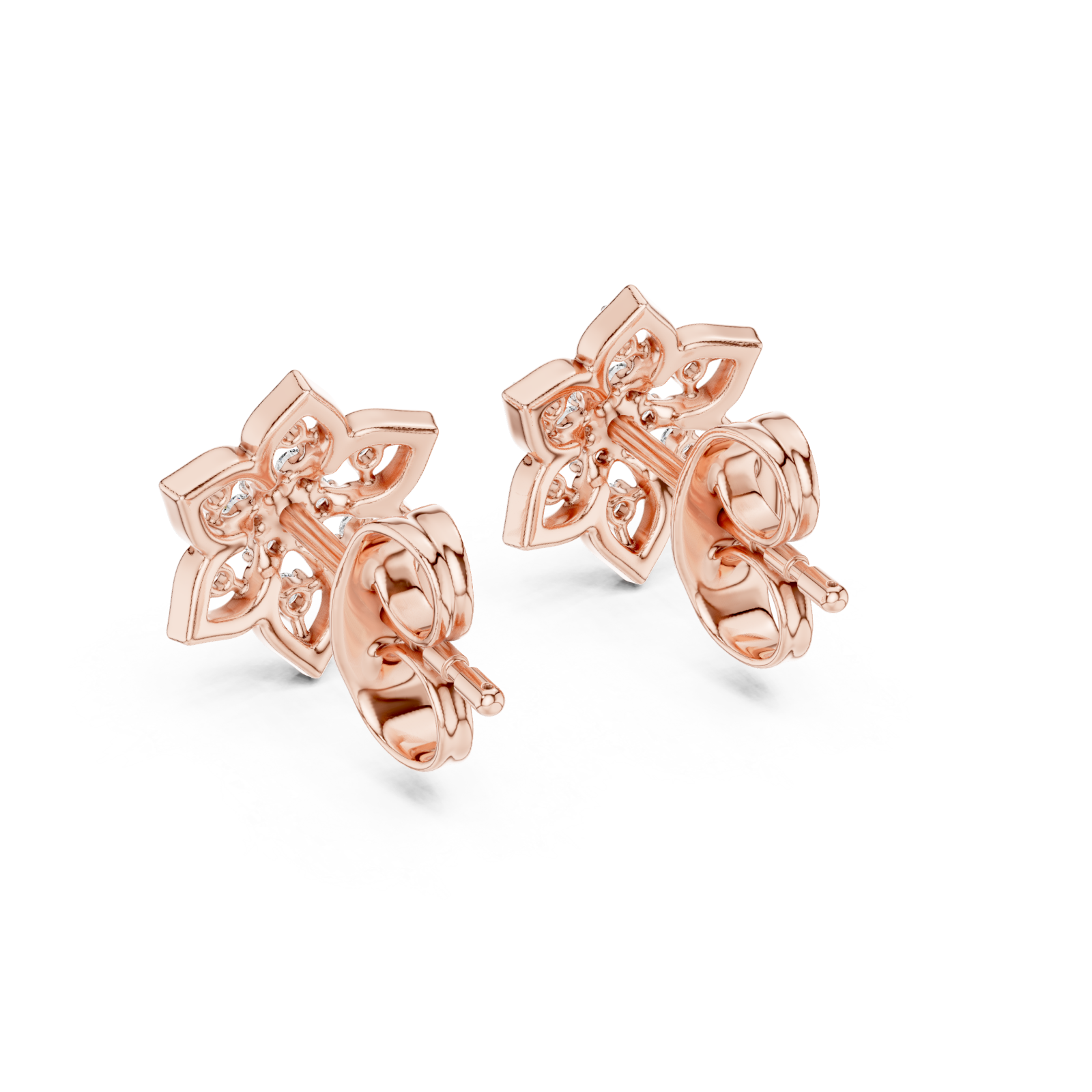  Rose Gold Petal Kiss Miniature Earrings Side View