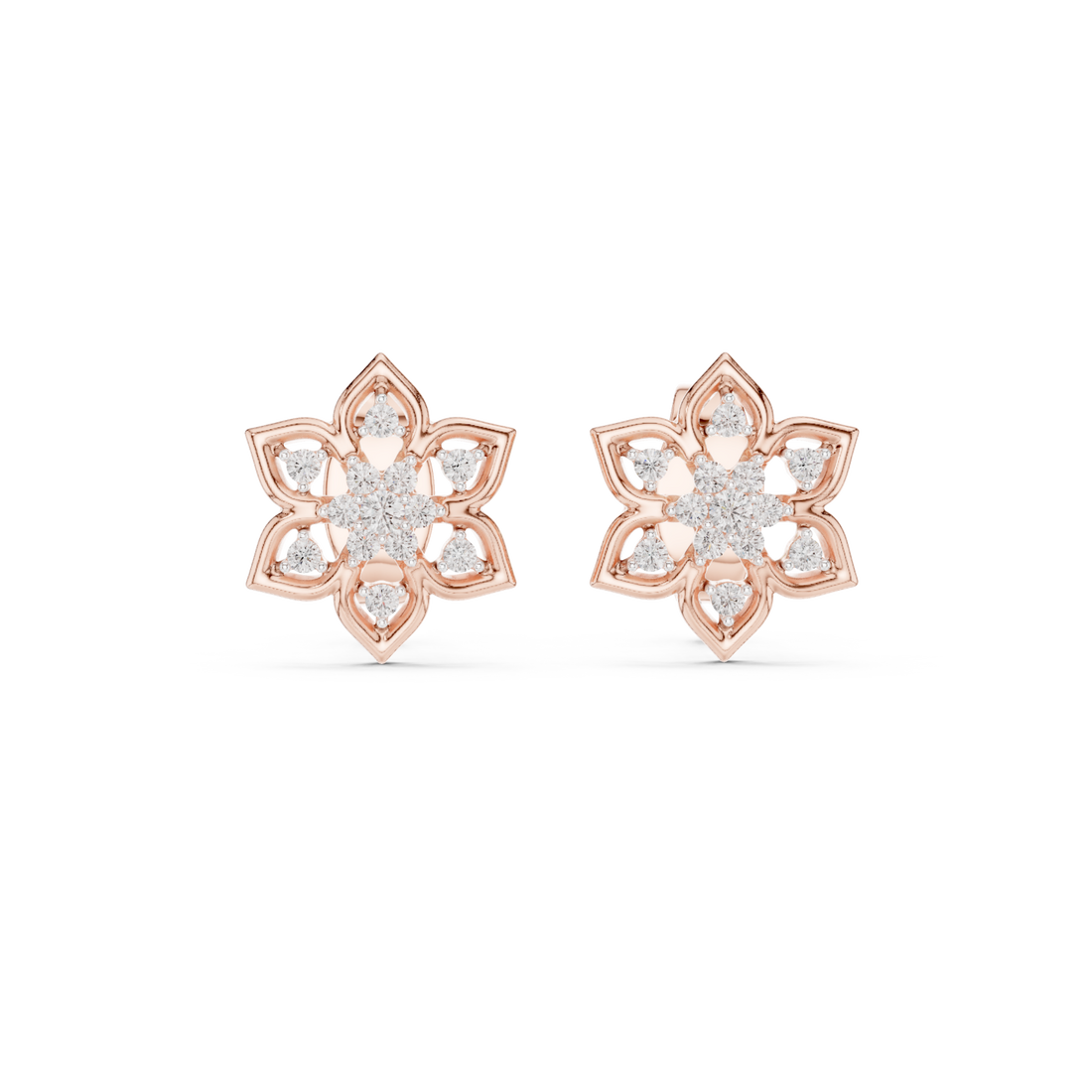  Rose Gold Petal Kiss Miniature Earrings Front View