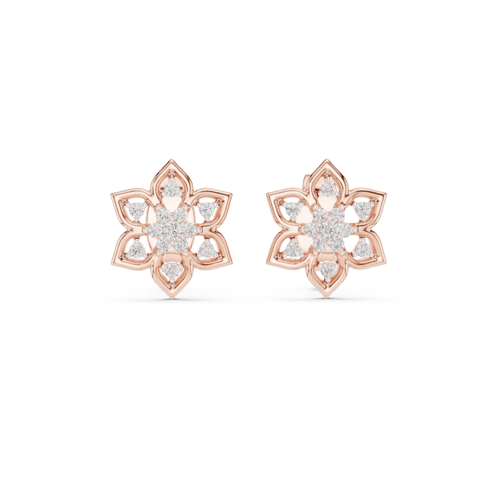  Rose Gold Petal Kiss Miniature Earrings Front View