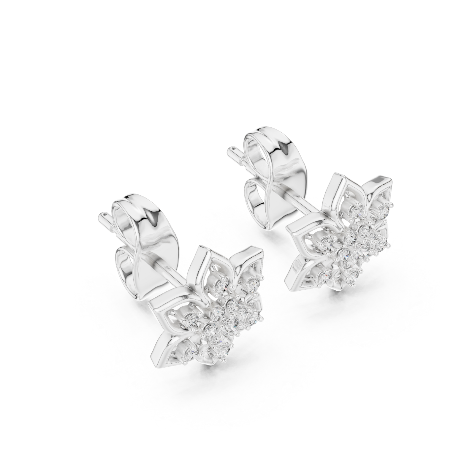  White Gold Petal Kiss Miniature Earrings Right View