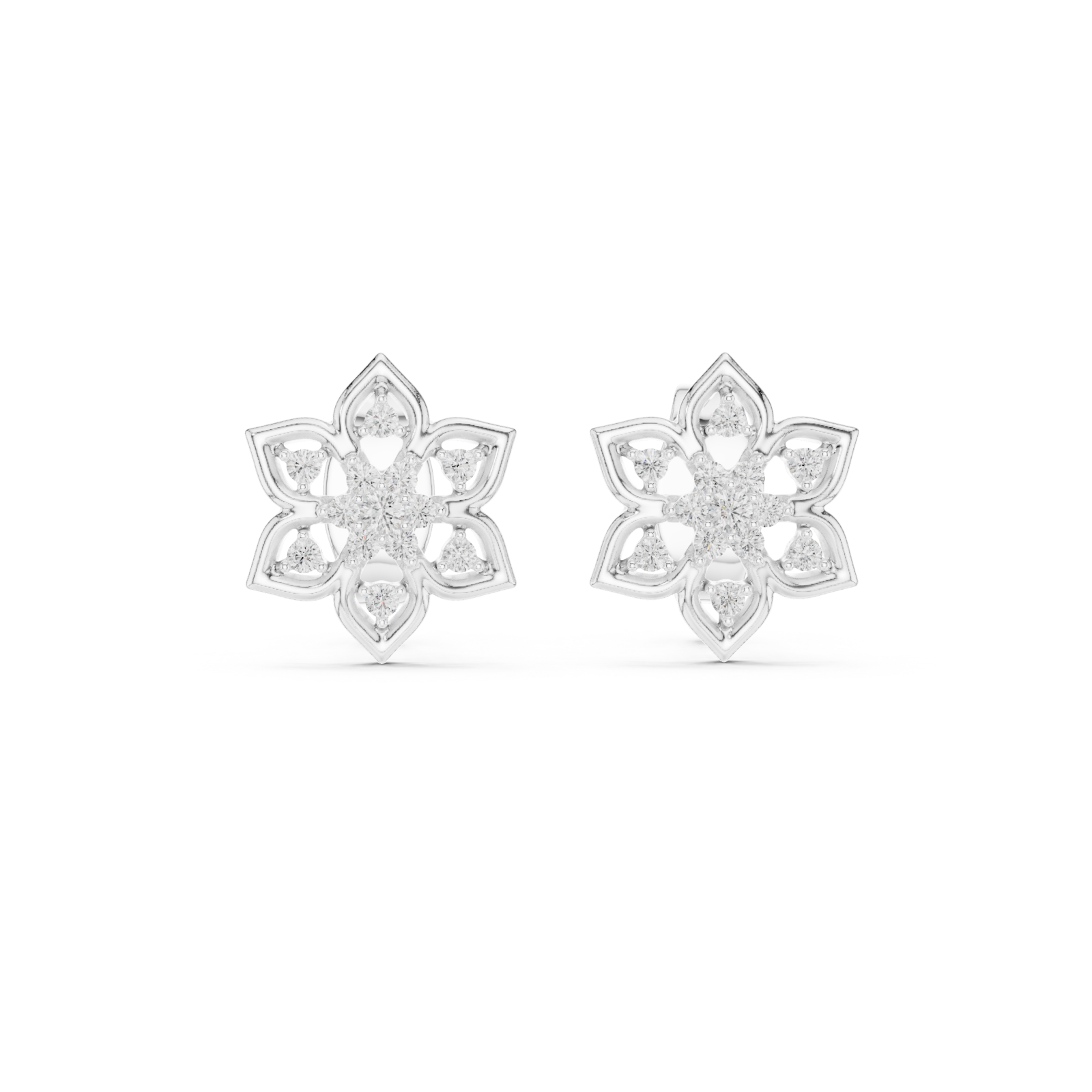  White Gold Petal Kiss Miniature Earrings Front View