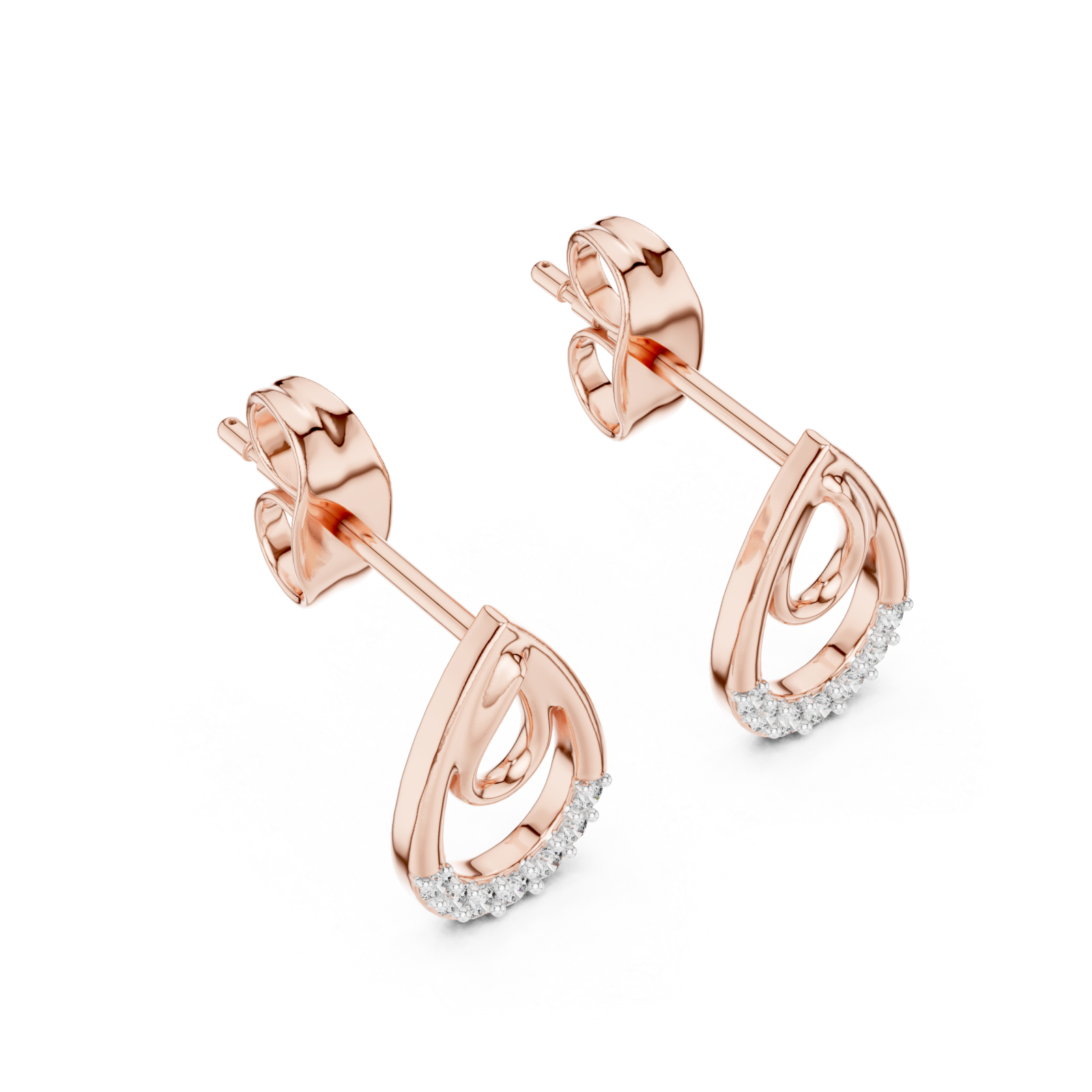 Rose Gold Eternal Curve Shine Stud Earrings Right View