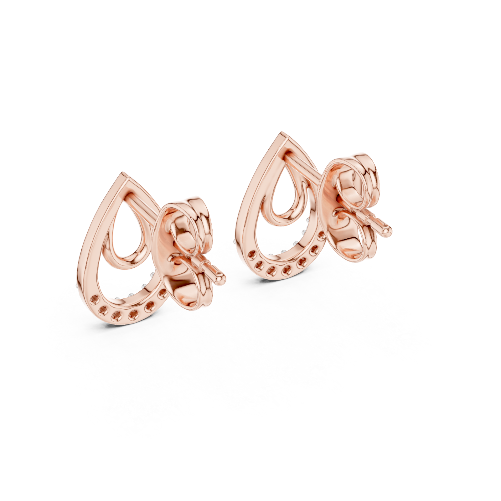 Rose Gold Eternal Curve Shine Stud Earrings Side View