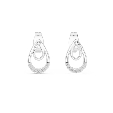  White Gold Eternal Curve Shine Stud Earrings Front View