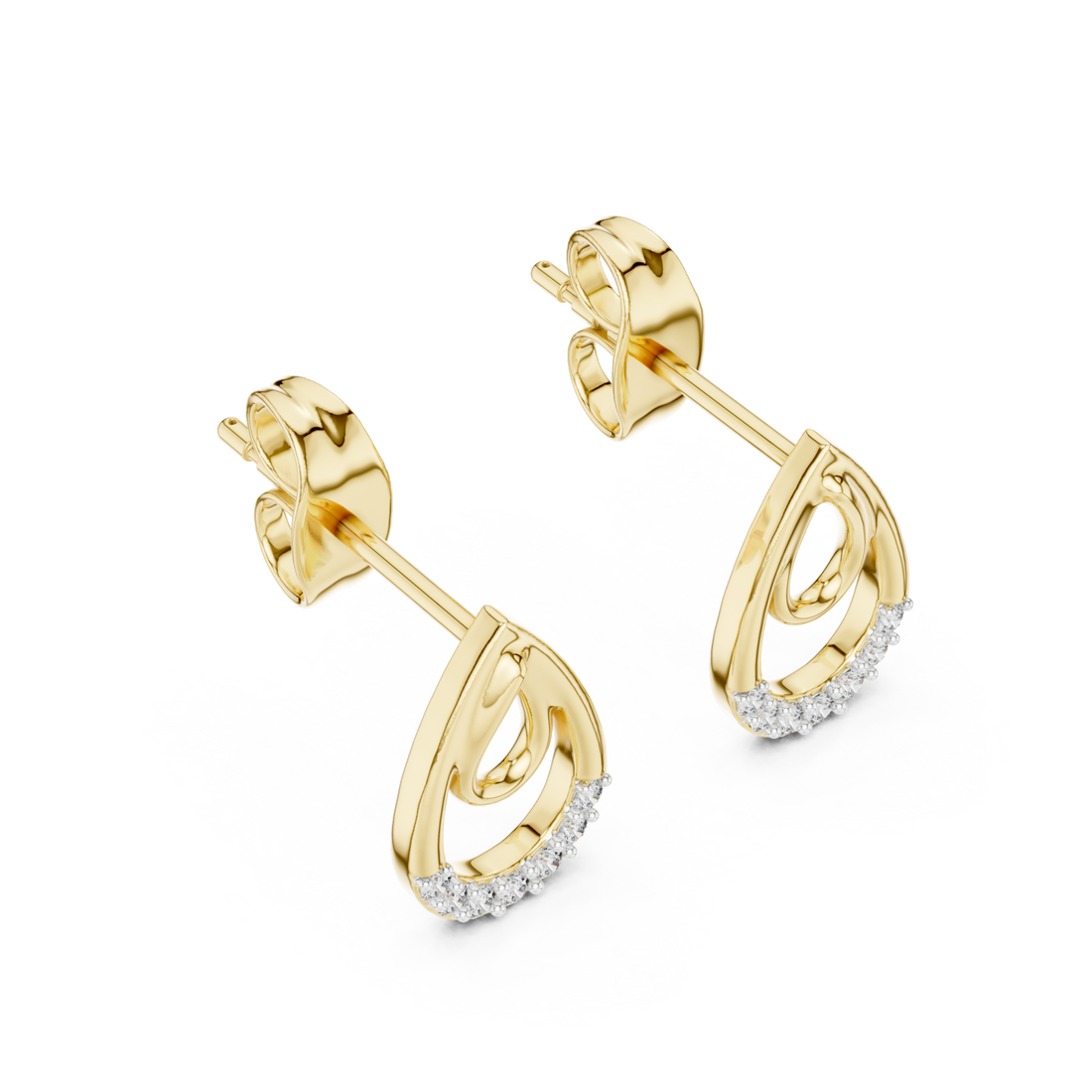 Gold Eternal Curve Shine Stud Earrings Right View