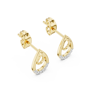 Gold Eternal Curve Shine Stud Earrings Right View