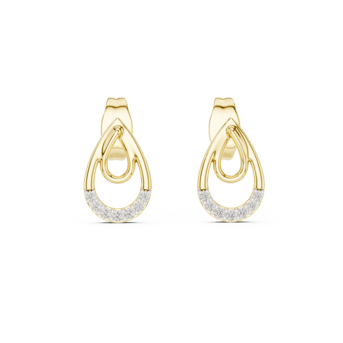 Gold Eternal Curve Shine Stud Earrings Right View
