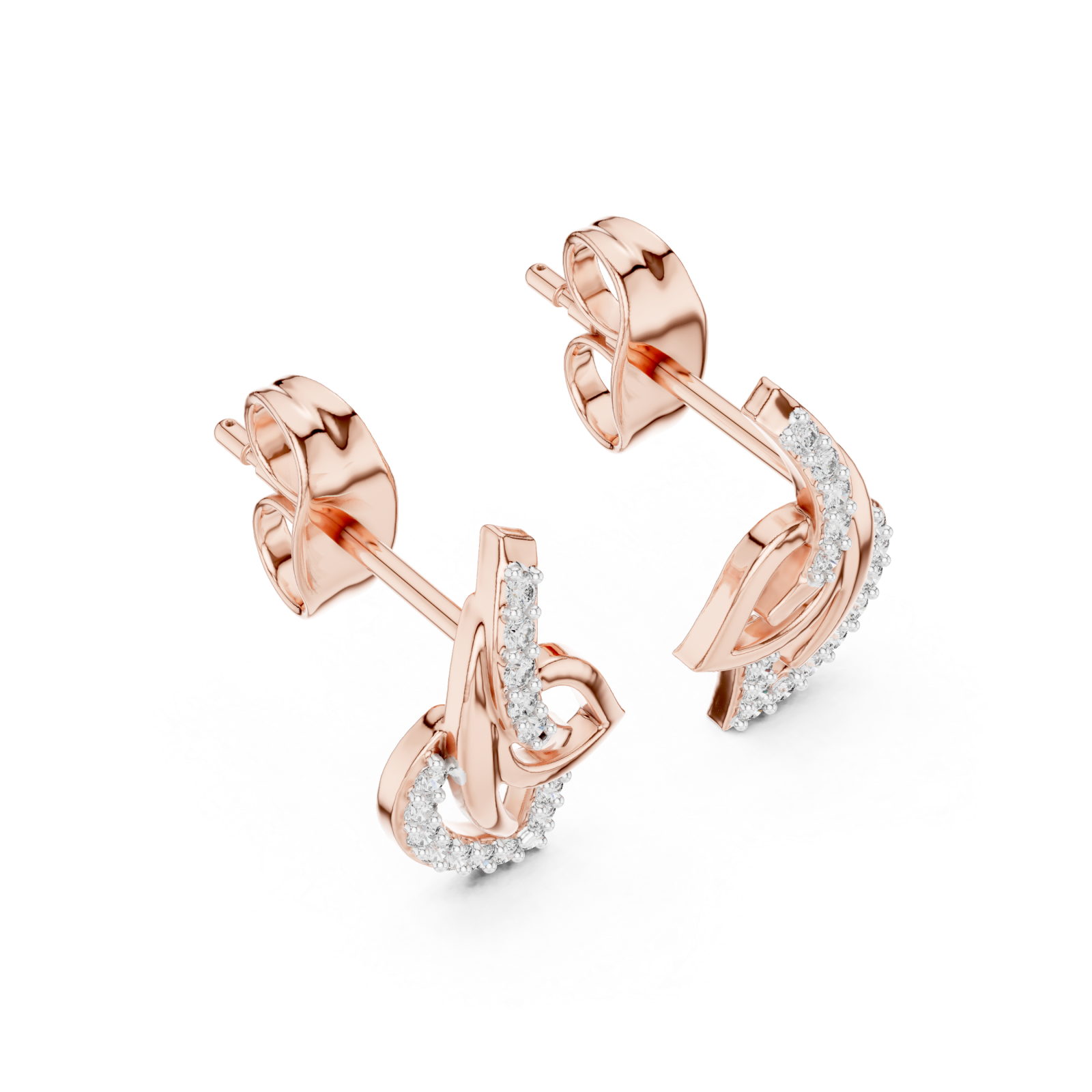  Rose Gold Midnight Serenade Curved Accent Modern Stud Earrings Right View