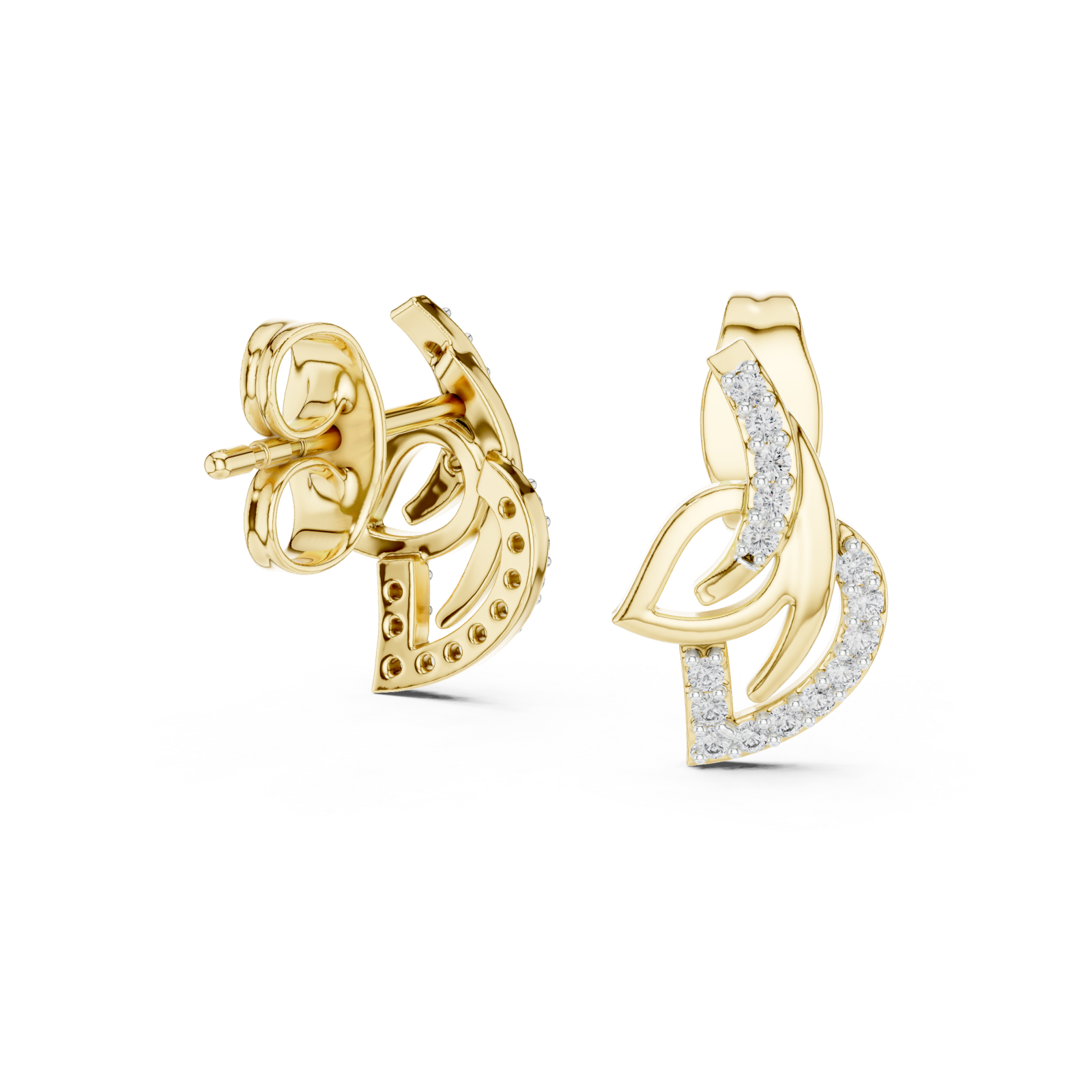  Gold Midnight Serenade Curved Accent Modern Stud Earrings Left View