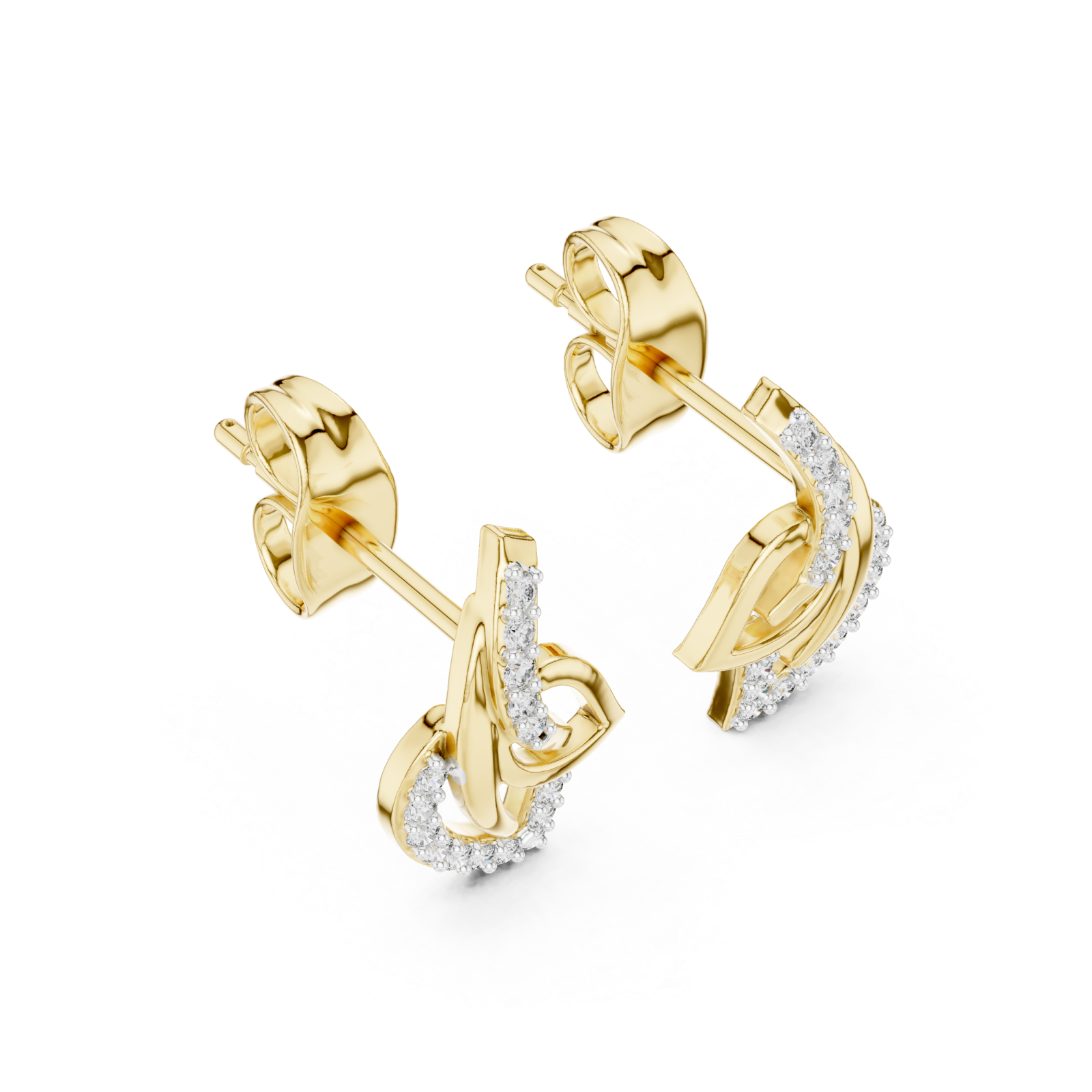 Gold Midnight Serenade Curved Accent Modern Stud Earrings Right View