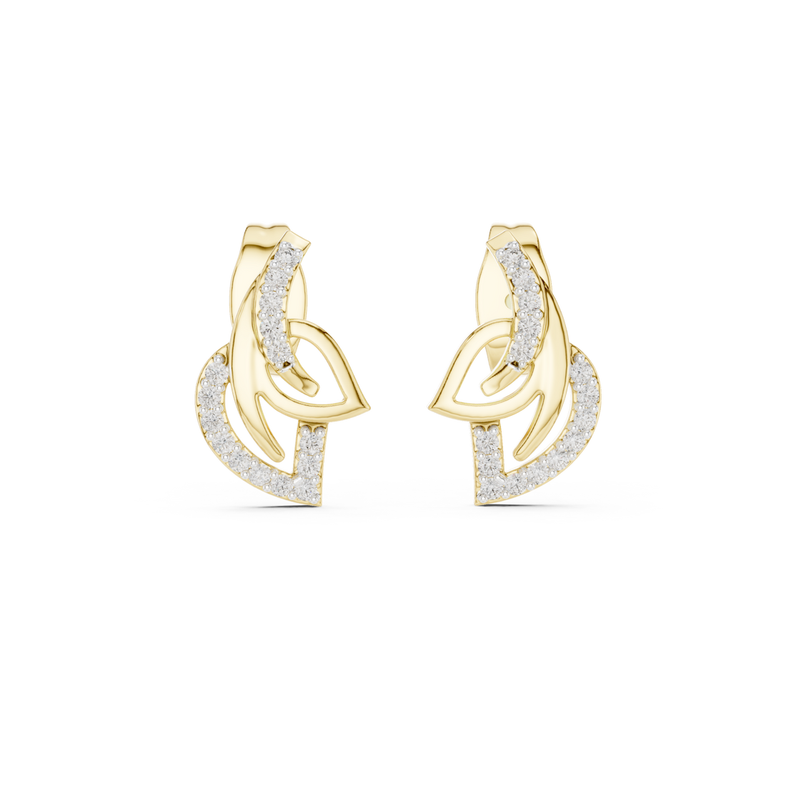 Gold Midnight Serenade Curved Accent Modern Stud Earrings Right View