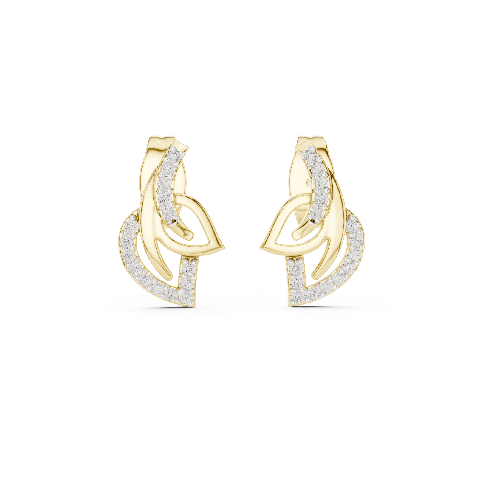  Gold Midnight Serenade Curved Accent Modern Stud Earrings Front View