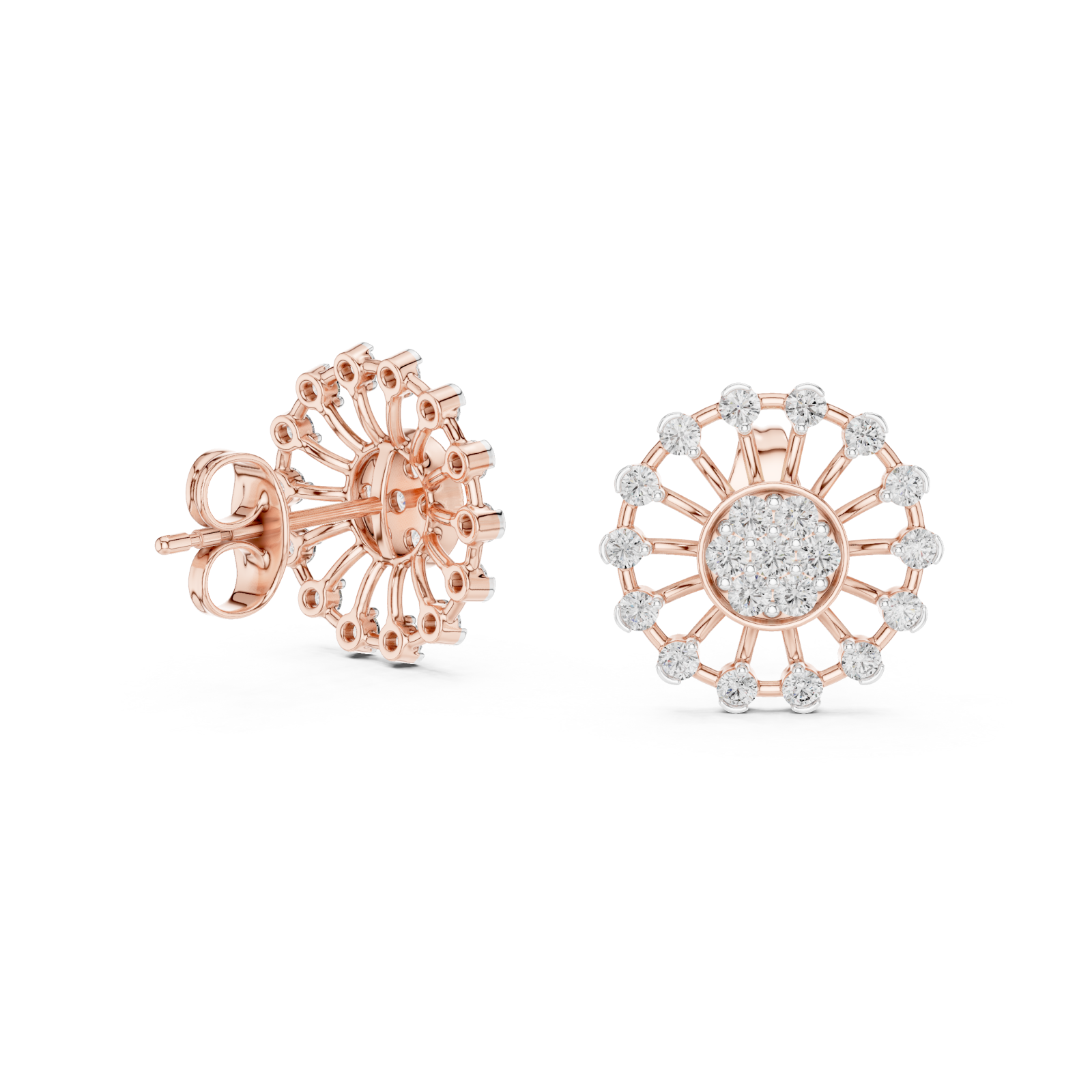  Rose Gold Gleaming Petal Radiance Stud Left View