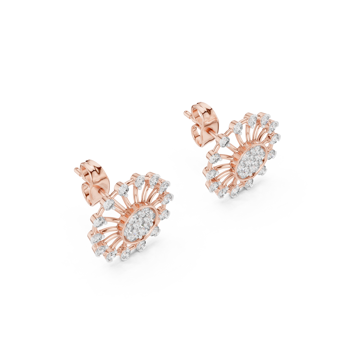  Rose Gold Gleaming Petal Radiance Stud Right View