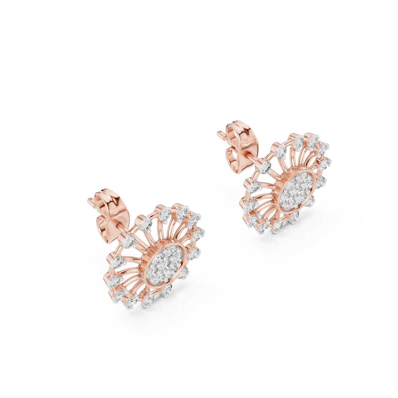  Rose Gold Gleaming Petal Radiance Stud Right View
