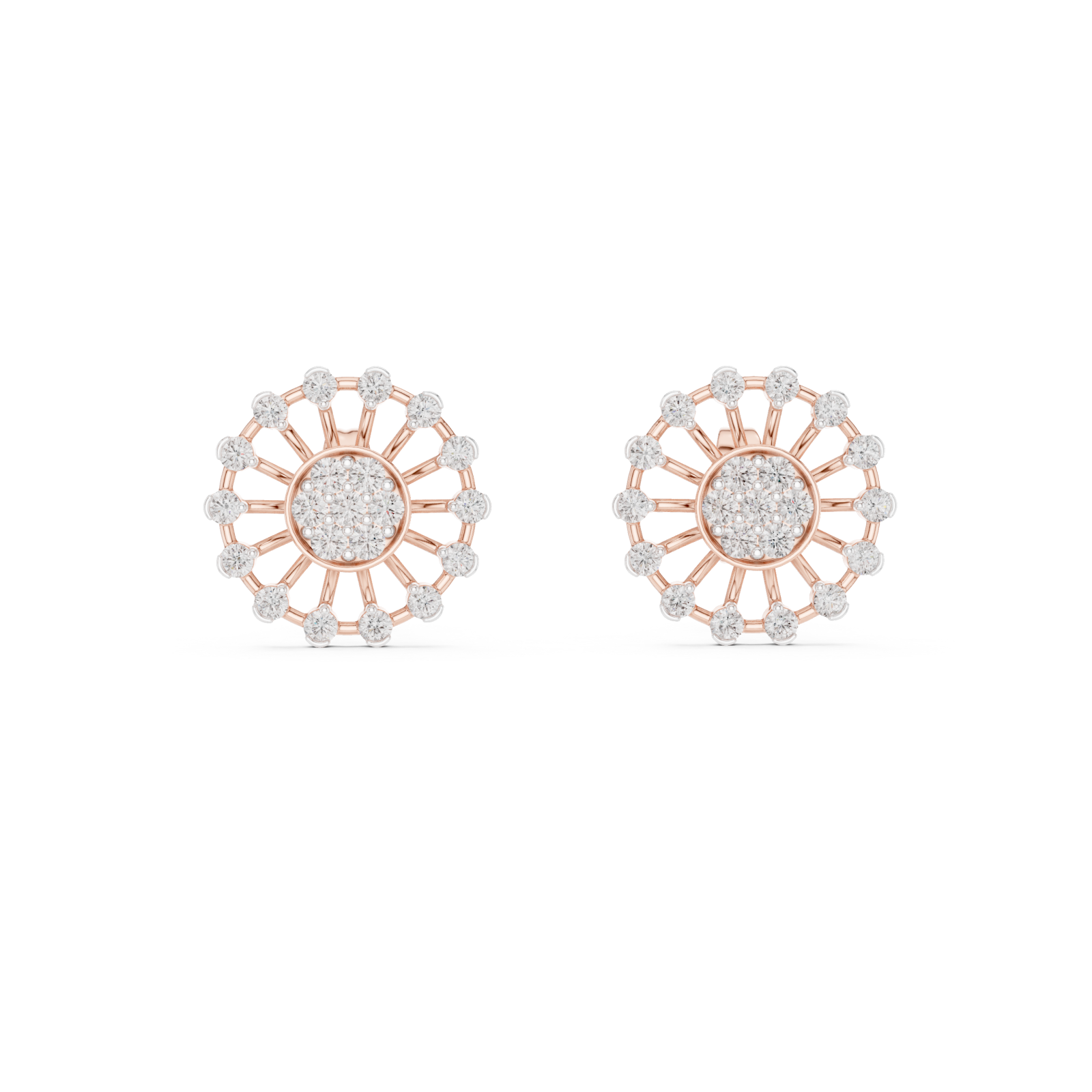  Rose Gold Gleaming Petal Radiance Stud Front View