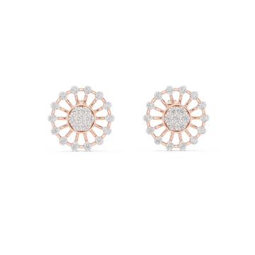  Rose Gold Gleaming Petal Radiance Stud Front View