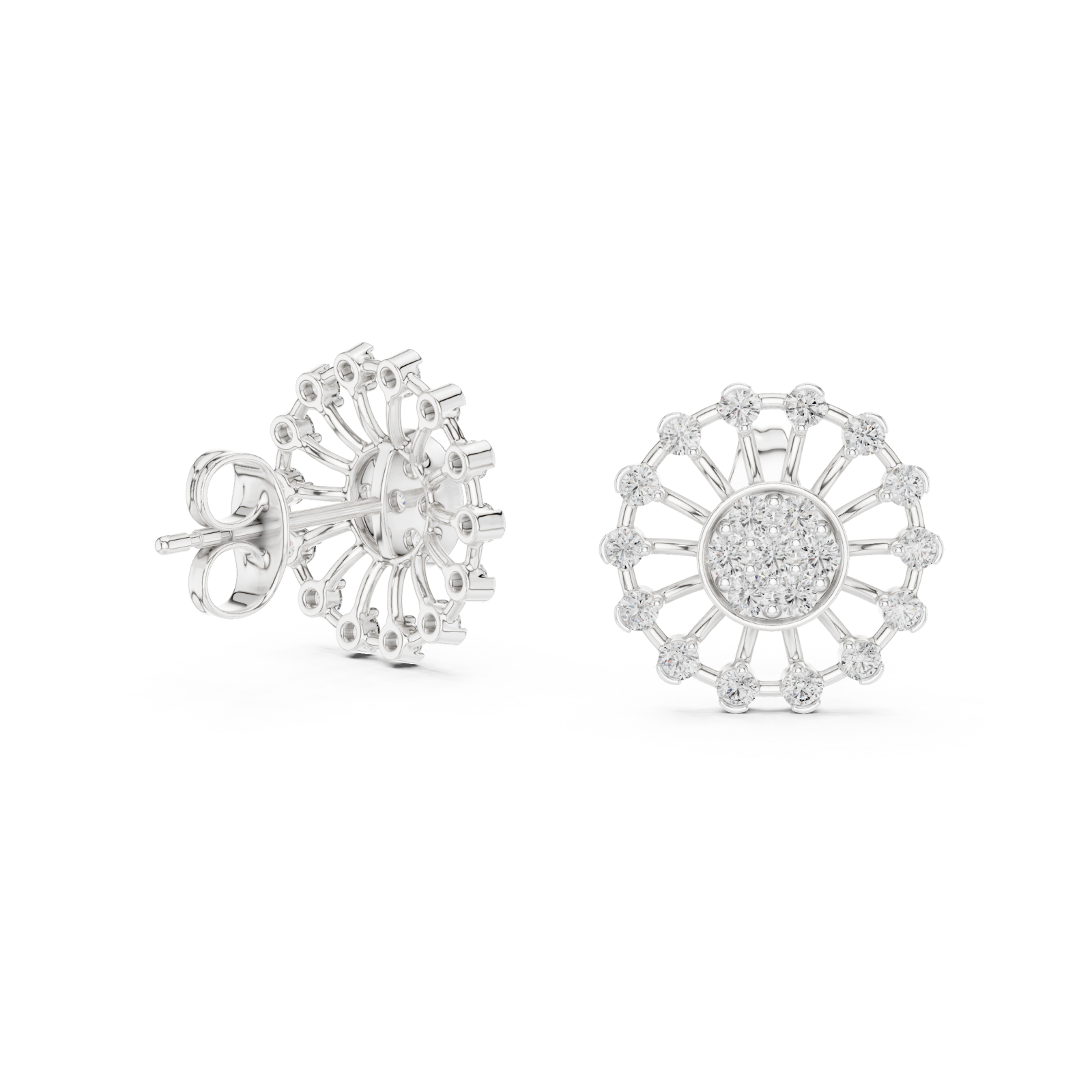  White Gold Gleaming Petal Radiance Stud Left View
