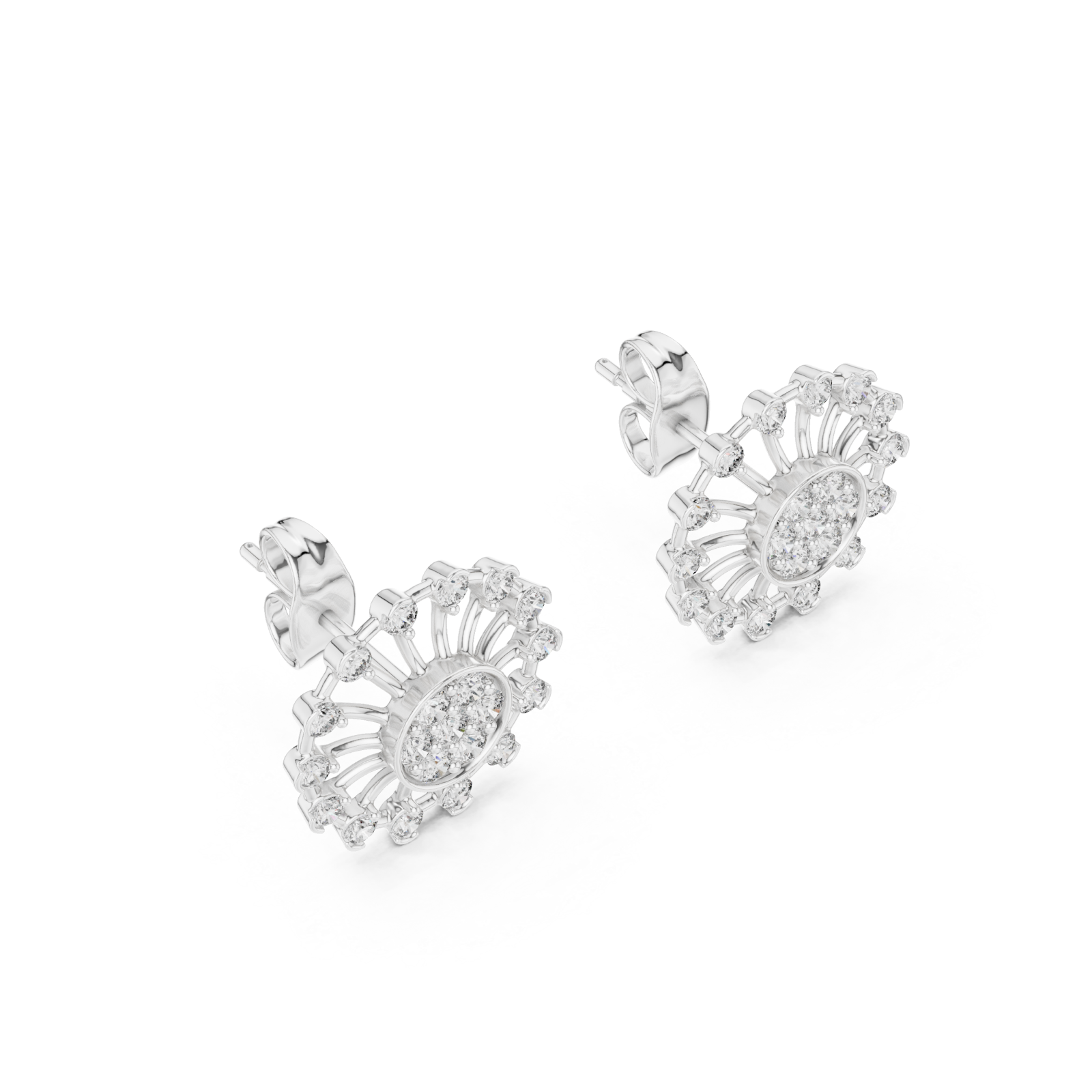  White Gold Gleaming Petal Radiance Stud Right View