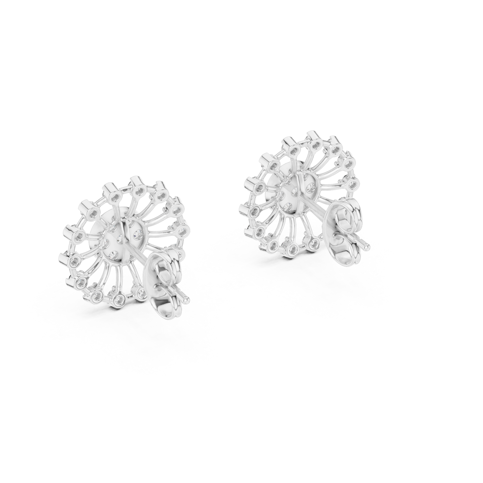  White Gold Gleaming Petal Radiance Stud Side View