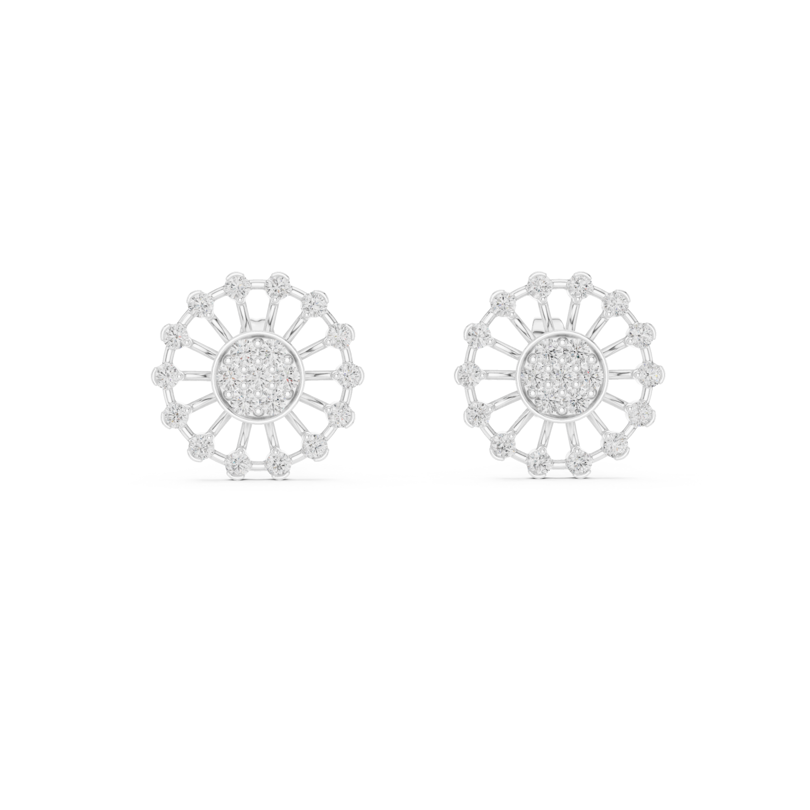 White Gold Gleaming Petal Radiance Stud Front View