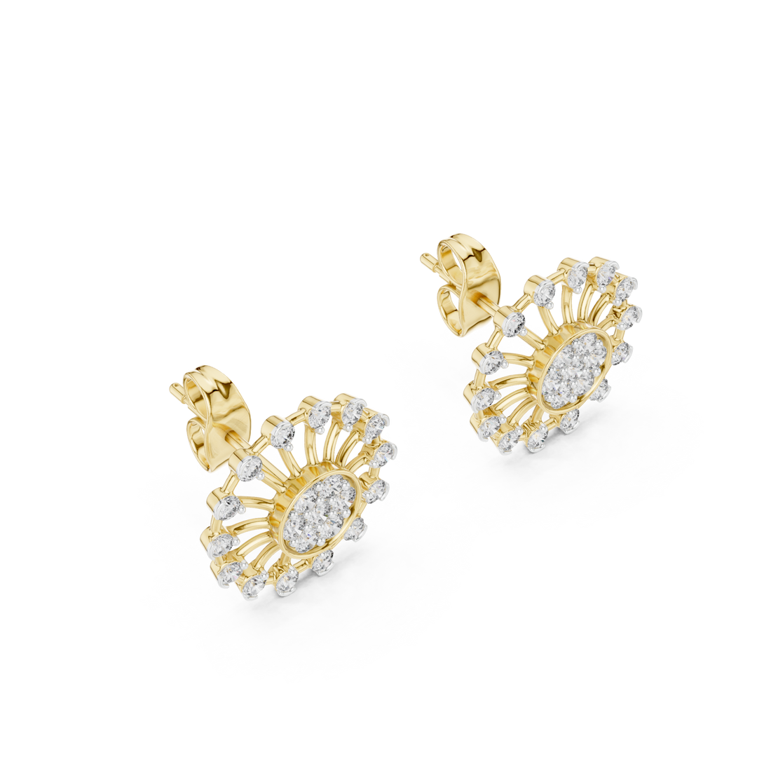 Gold Gleaming Petal Radiance Stud Right View