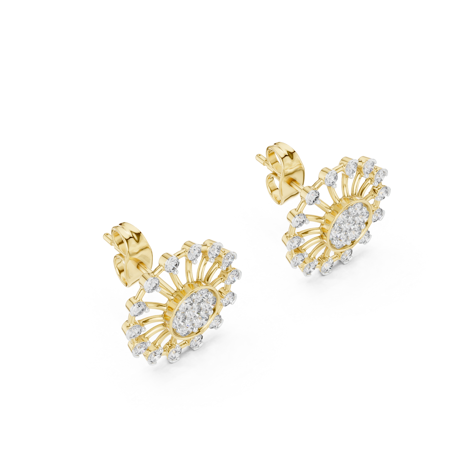 Gold Gleaming Petal Radiance Stud Right View