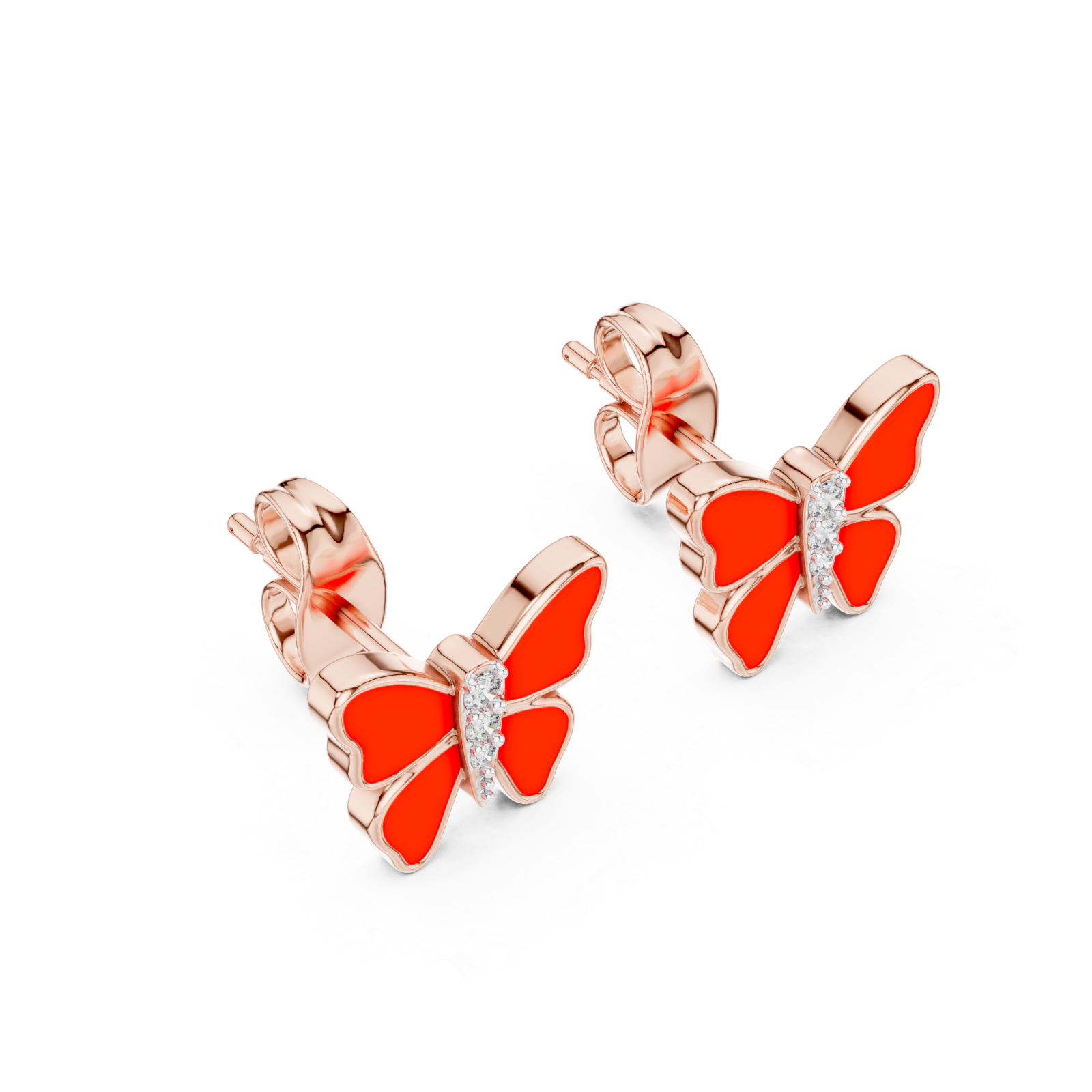  Rose Gold Radiant Scarlet Butterfly Earrings Right View